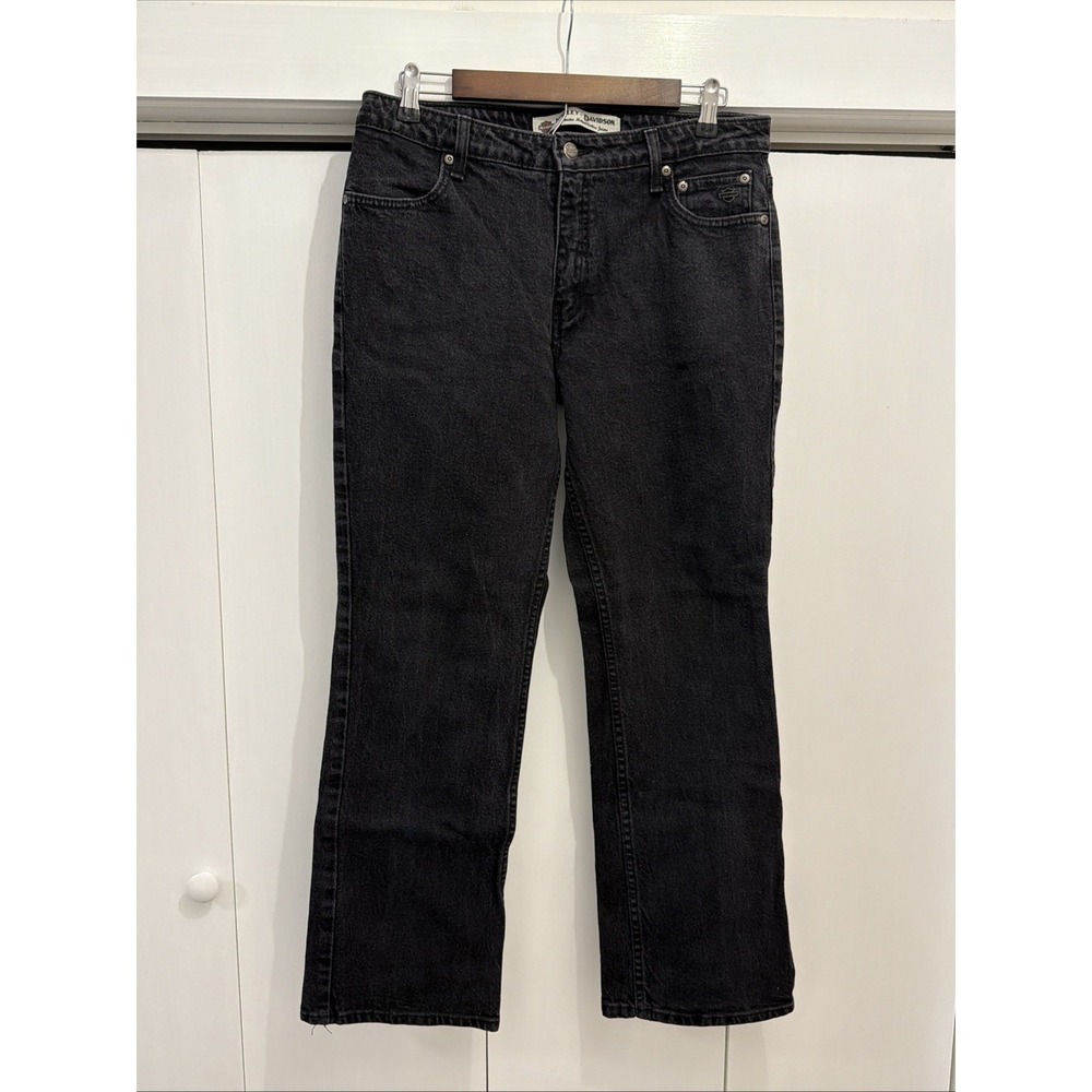 VTG Y2K Harley-Davidson Black Bootcut Jeans Women's Sz 12, 99011-05VW Biker